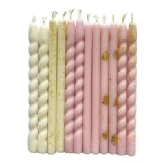 Свечи декоративные микс Бело-розовые 12 шт 