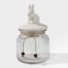 Банка стеклянная с керамической крышкой "Зайка" 600 мл 5287726	