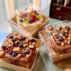 Коробка для бенто-торта и моти крафт 17,5х17,5х9 см дно 14,5х14,5 см OSQ SmartPack 900 box + Lid SmartPack 900 domе