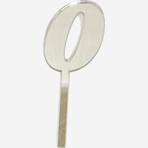 Топпер декоративный акриловый "Цифра 0" Серебро 9,5х3,5 см 