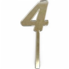 Топпер декоративный акриловый "Цифра 4" Серебро 9,5х3,5 см 