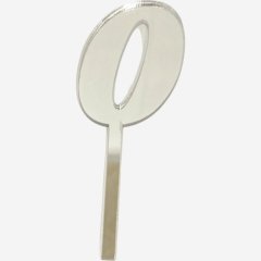 Топпер декоративный акриловый "Цифра 0" Серебро 9,5х3,5 см 