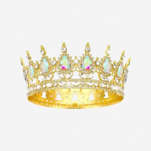 Топпер декоративный "Корона с камнями" Золото/Жемчуг 12 см 
