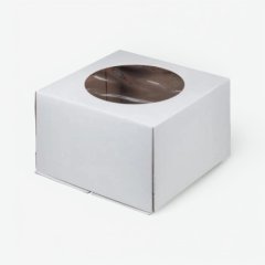 Коробка для торта с круглым окном белая 24х24х24 см 018800