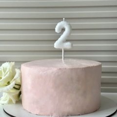 Свеча декоративная Цифра "2" Воздушный шарик Белый с блёстками 