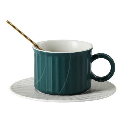 Набор чашка, блюдце, ложка Изумрудный 7317843
