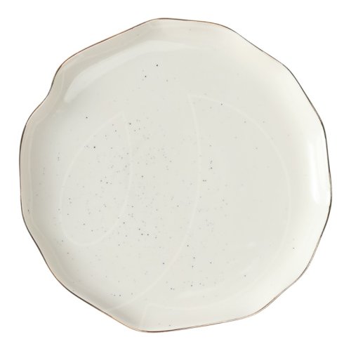 Тарелка фарфоровая Белая с золотой каймой "Волны" 19 см 5287701