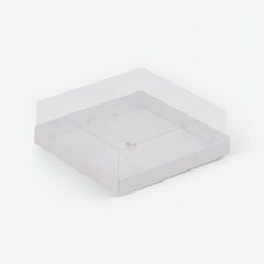 Коробка на 4 пирожных с прозрачной крышкой белая 19х19х8 см 070560