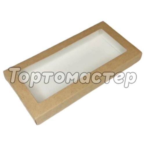 Коробка для шоколадной плитки Chocolate Window Kraft крафт ForGenika 18х9х1,5 см ForG CHOCO I W K 180*90*15 