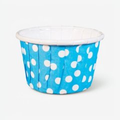 Капсула бумажная с подворотом Голубая в белый горошек D50 H40 10 шт Б-22