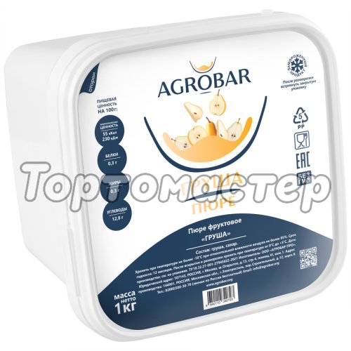 Пюре замороженное AGROBAR Груша 1 кг 