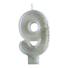 Свеча декоративная Цифра "9" Блёстки 