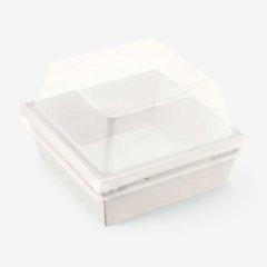 Коробка для бенто-торта и моти белая 15х15х9,5 см дно 13,5х13,5 см SMART PACK 800 W