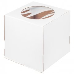 Коробка для торта с окном белая 26х26х28 см 019120