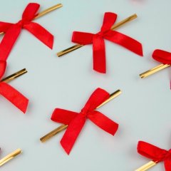 Твист-лента с бантиком красным 8 см 10 шт 