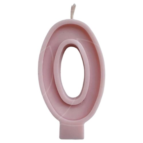 Свеча декоративная Цифра "0" Розовая 