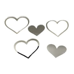 Набор топперов декоративных акриловых "Сердечки" Серебро 5 шт 36371