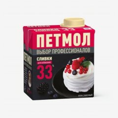 Сливки ультрапастеризованные ПЕТМОЛ 33% 500 мл 