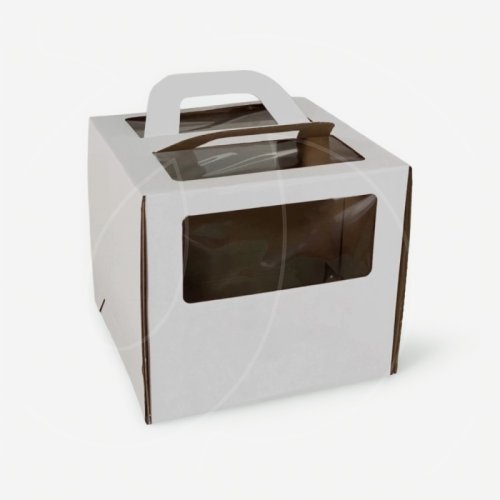 Коробка для торта с окном и ручкой белая 28х28х28 см НФ-00000065; 7817918