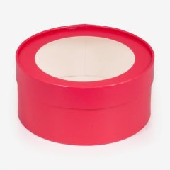 Коробка для сладостей круглая с окном красная 20х7 см 70417