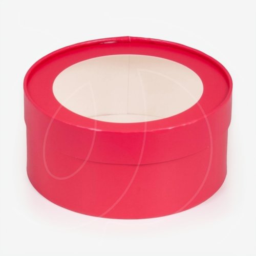 Коробка для сладостей круглая с окном красная 16х7 см 70406