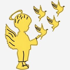 Топпер декоративный акриловый "Ангел с голубем" Золото 9х7 см ТСК372