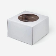 Коробка для торта с окном гофрокартон белая 28х28х18 см 014600